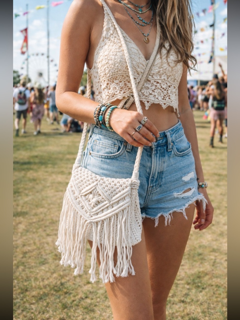 Handmade Bali Macramé Fringe Crossbody Bag – Boho Festival Style (NEW)